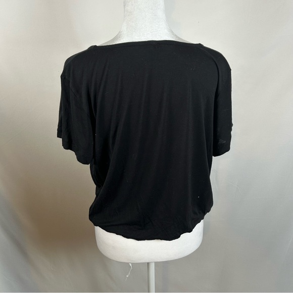 J Crew Black Short Sleeve Tie Front Blouse Size Medium - Picture 2 of 4